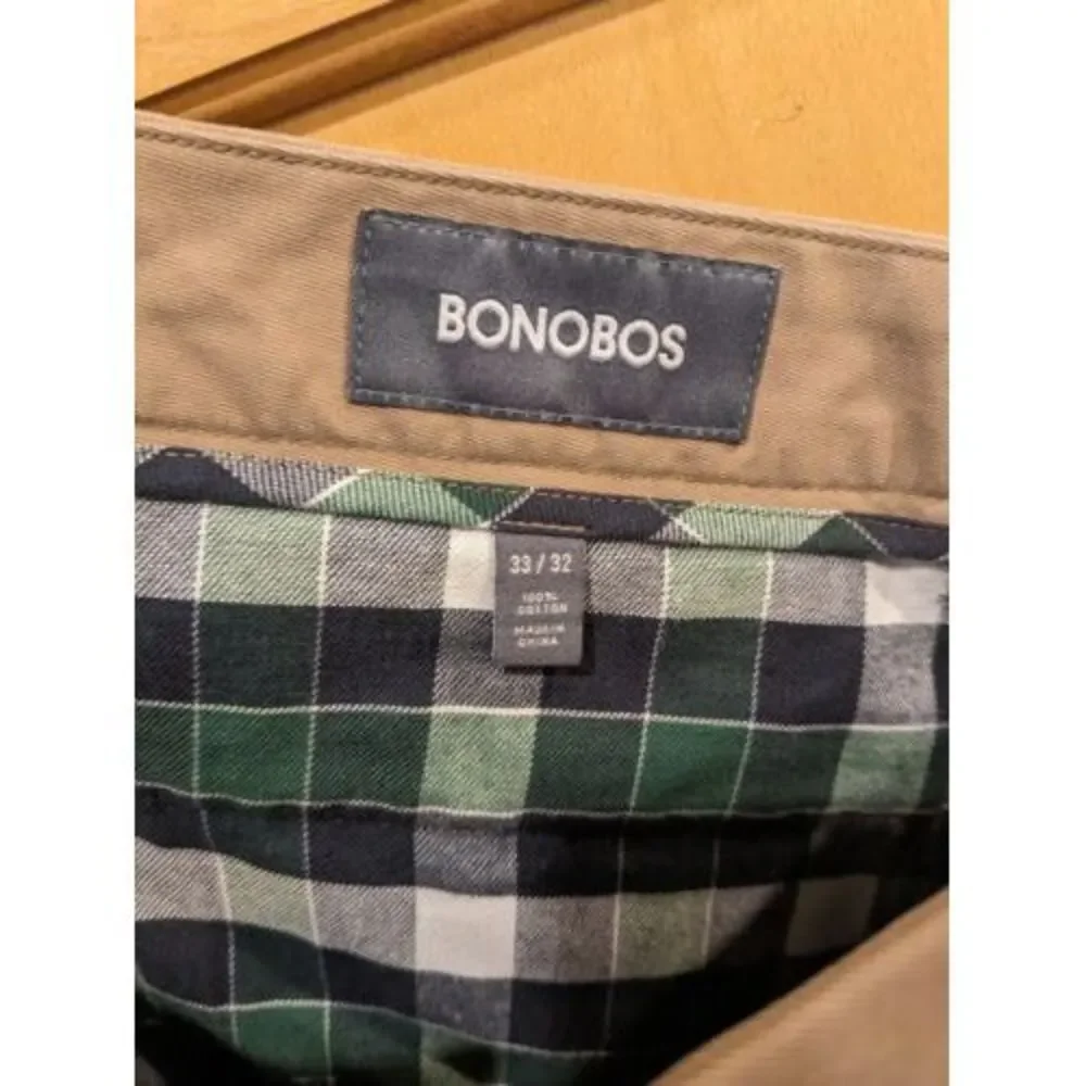 Bonobos Men’s  Slim Fit Straight‎ Beige Cotton Chino Pants Size 33 X 32 34x33